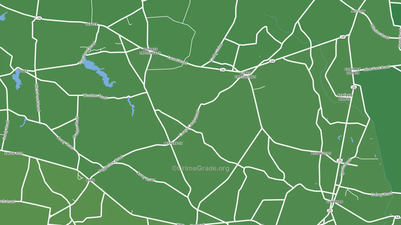 Lowes Crossroads, DE Map of Vehicle Theft Rates