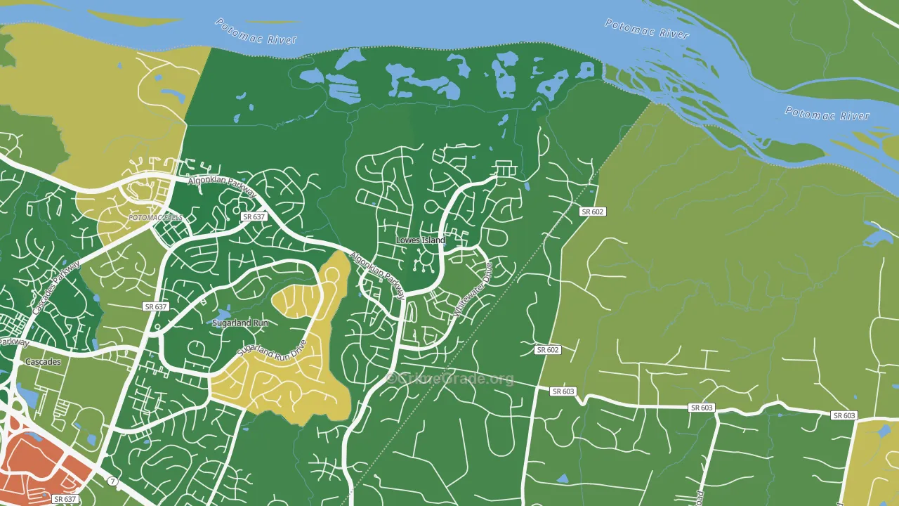 Lowes Island, VA Map of Vehicle Theft Rates