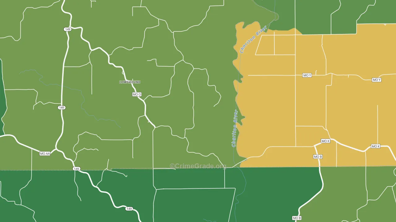 Lowground, MO Map of Vehicle Theft Rates