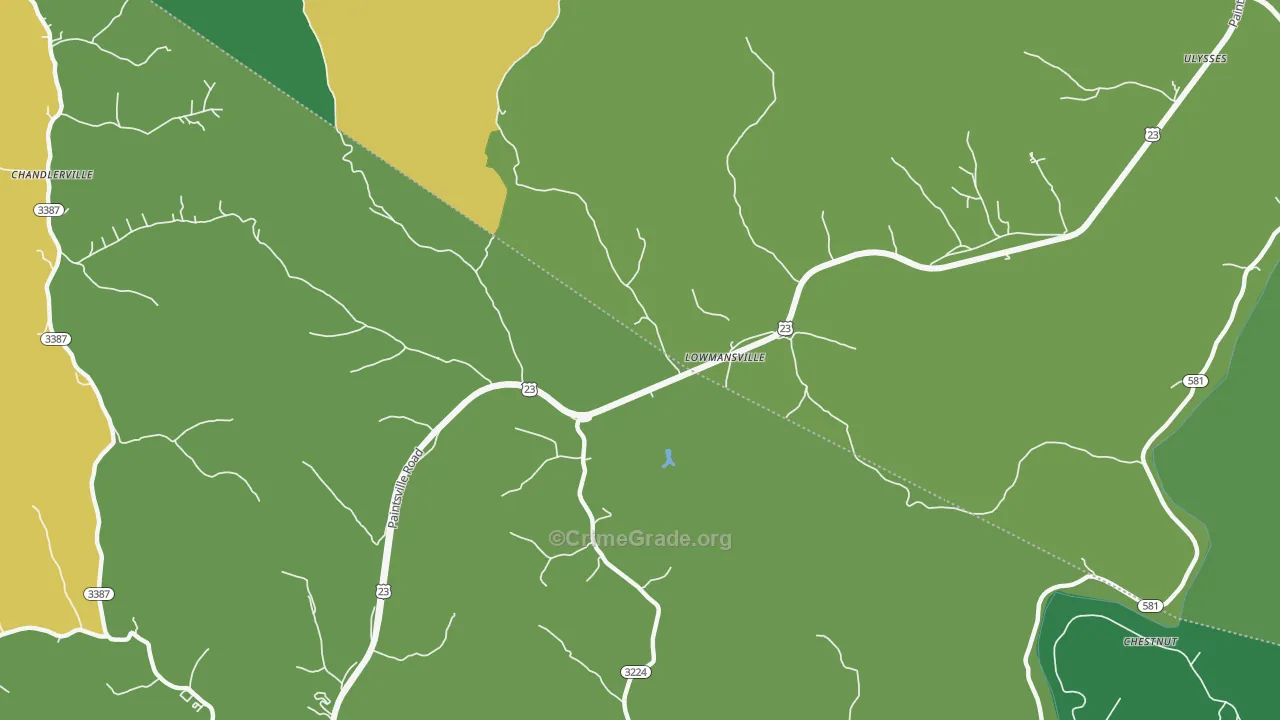 Lowmansville, KY Map of Vehicle Theft Rates