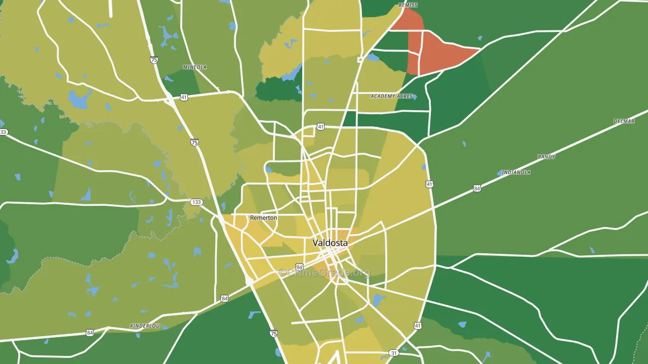 Lowndes County, GA Map of Vehicle Theft Rates