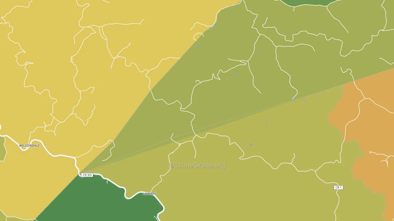 Lowney, WV Map of Vehicle Theft Rates