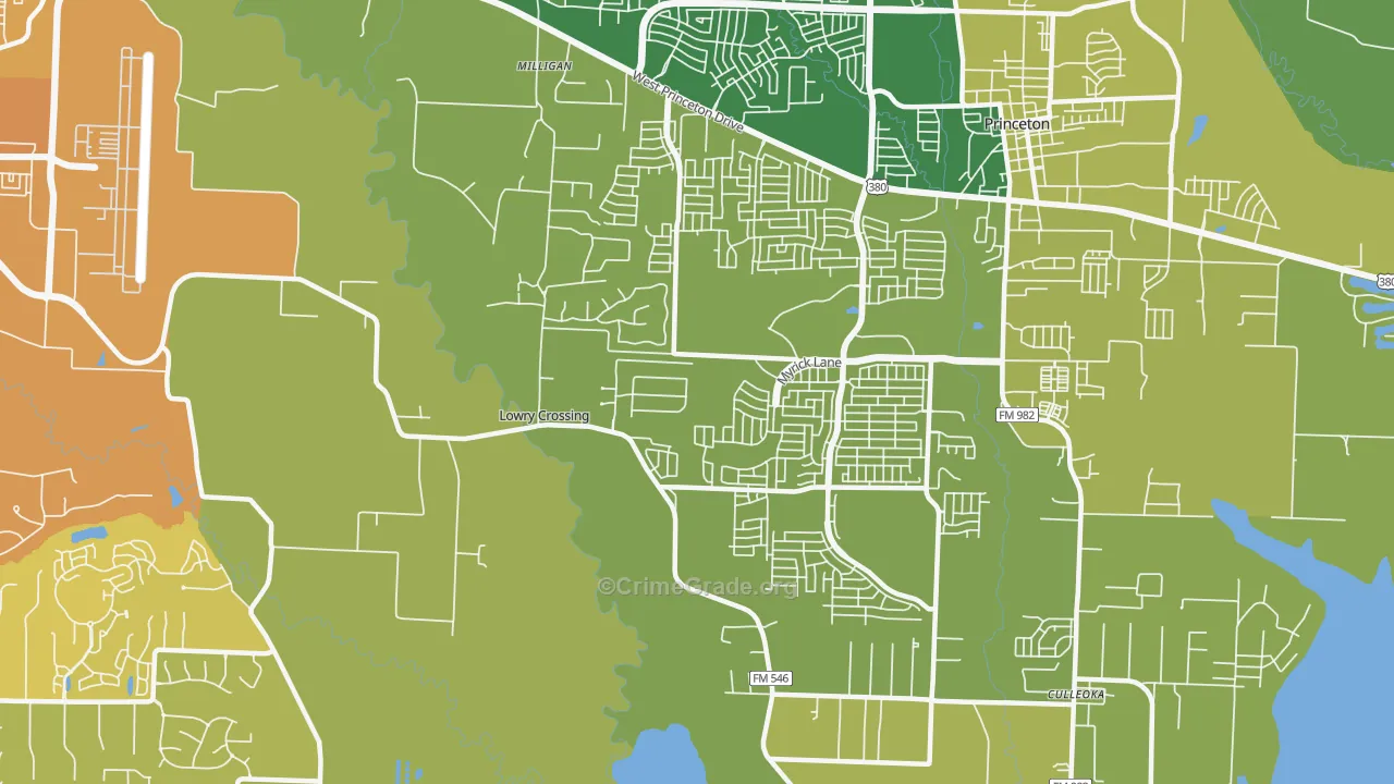 Lowry Crossing, TX Map of Vehicle Theft Rates