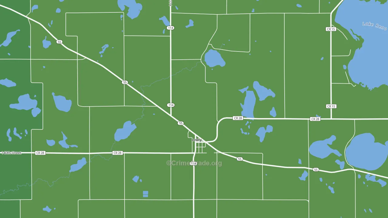 Lowry, MN Map of Vehicle Theft Rates