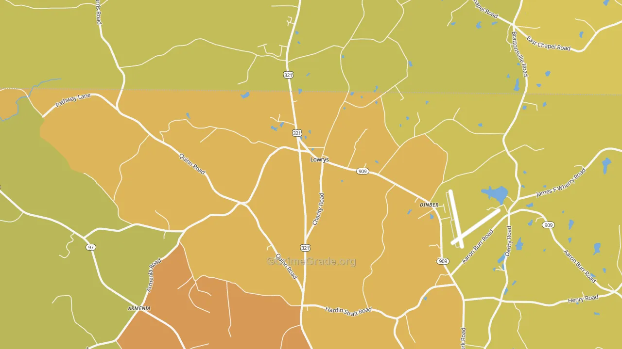 Lowrys, SC Map of Vehicle Theft Rates