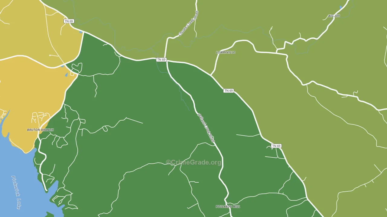 Lowryville, TN Map of Vehicle Theft Rates