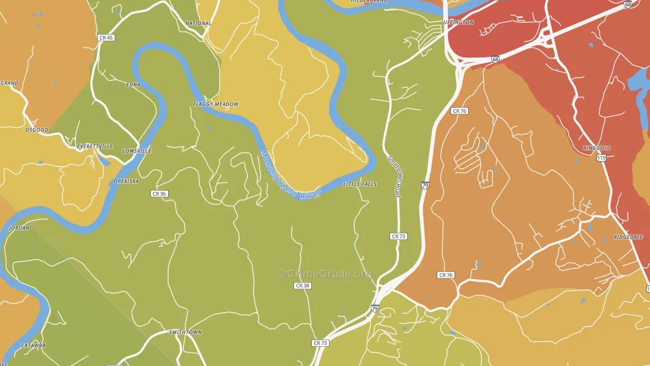 Lowsville, WV Map of Vehicle Theft Rates