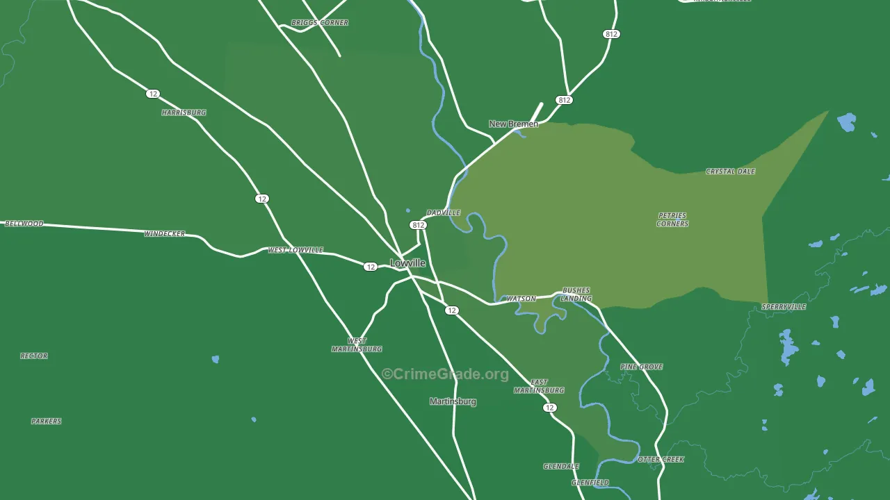 Lowville, NY Map of Vehicle Theft Rates