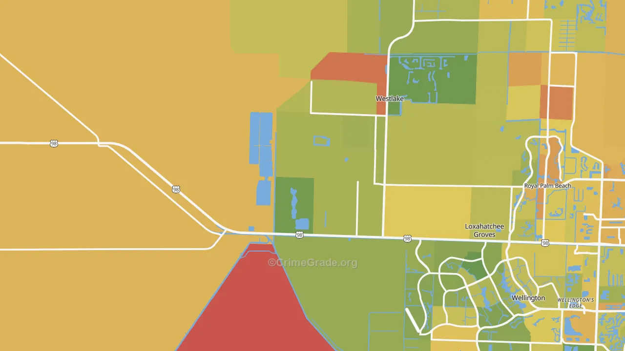 Loxahatchee, FL Map of Vehicle Theft Rates