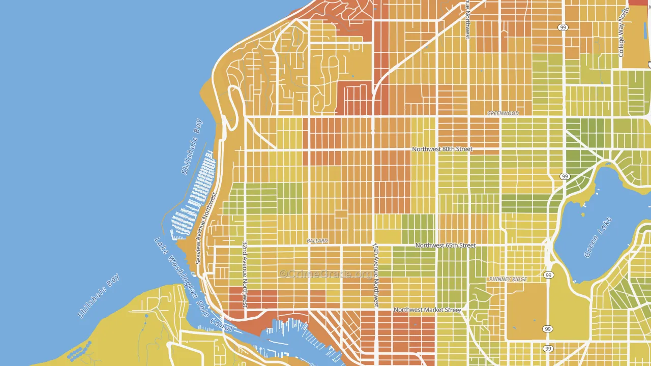 Loyal Heights, Seattle, WA Map of Vehicle Theft Rates