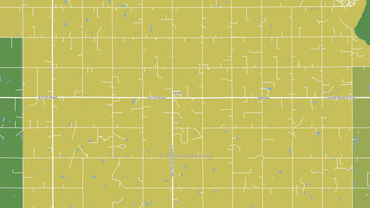 Loyal, OK Map of Vehicle Theft Rates