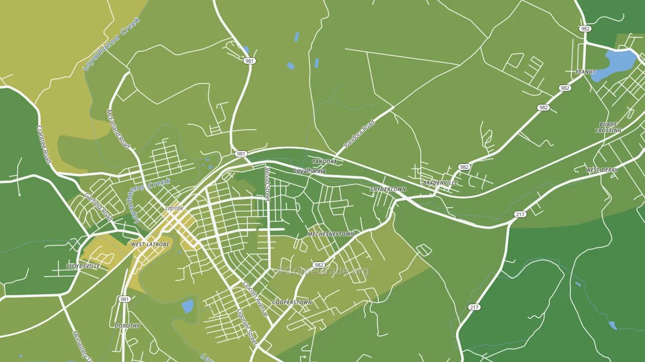 Loyalhanna, PA Map of Vehicle Theft Rates