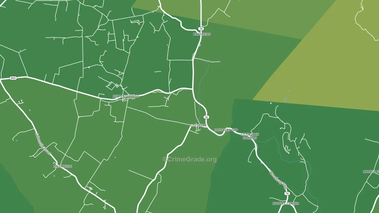 Loysburg, PA Map of Vehicle Theft Rates