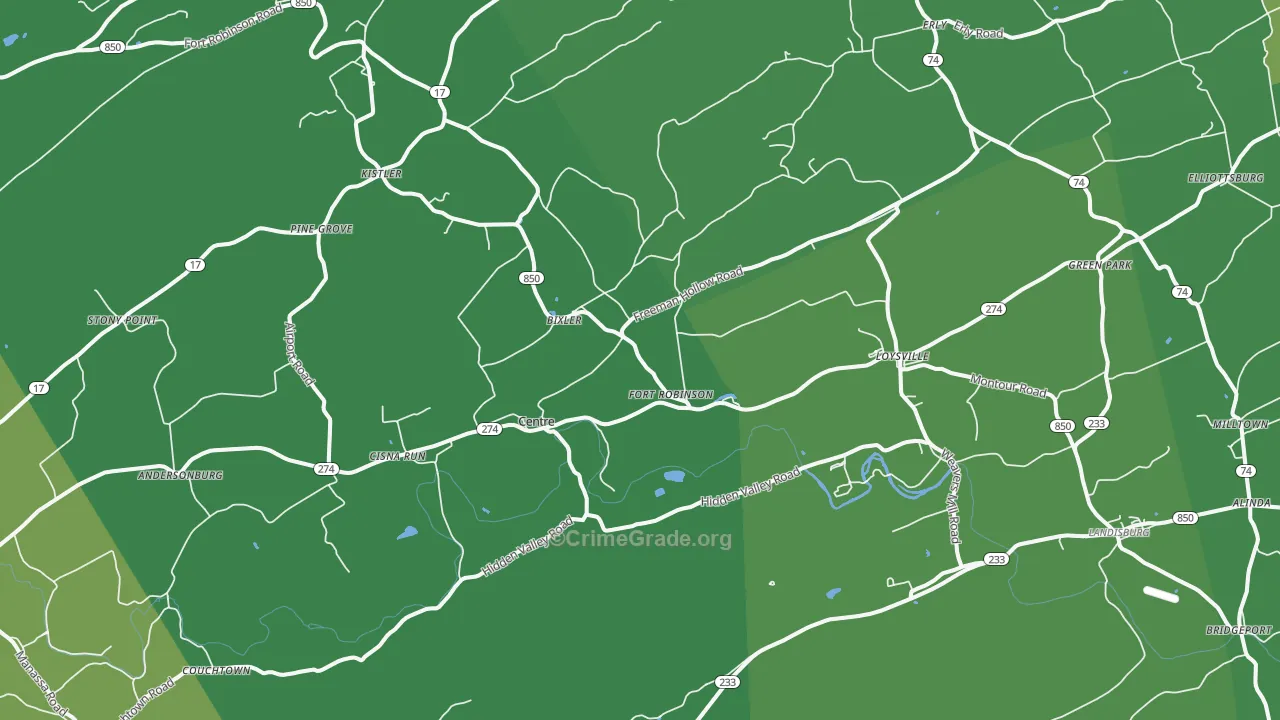 Loysville, PA Map of Vehicle Theft Rates