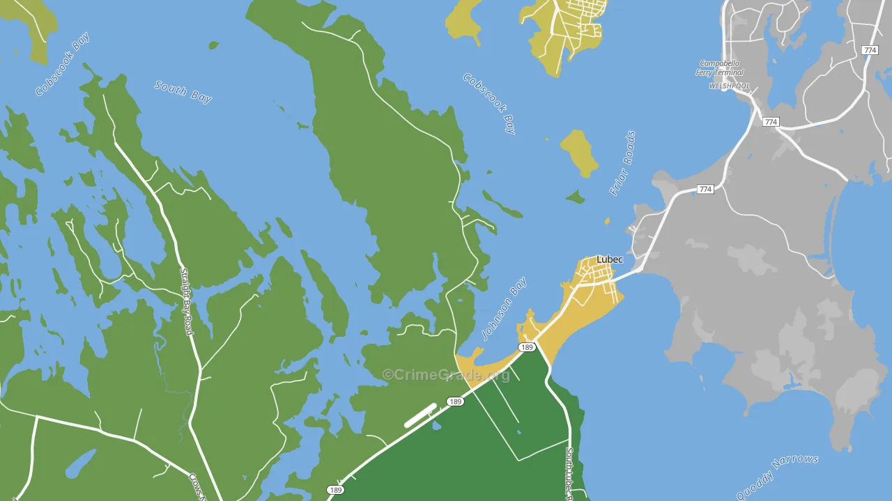Lubec, ME Map of Vehicle Theft Rates