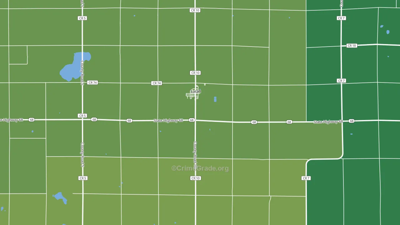 Lucan, MN Map of Vehicle Theft Rates