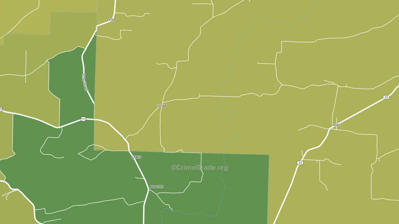 Lucas, AR Map of Vehicle Theft Rates