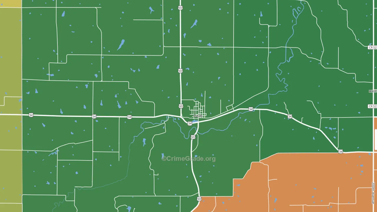 Lucas, IA Map of Vehicle Theft Rates
