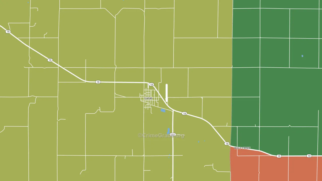 Lucas, KS Map of Vehicle Theft Rates