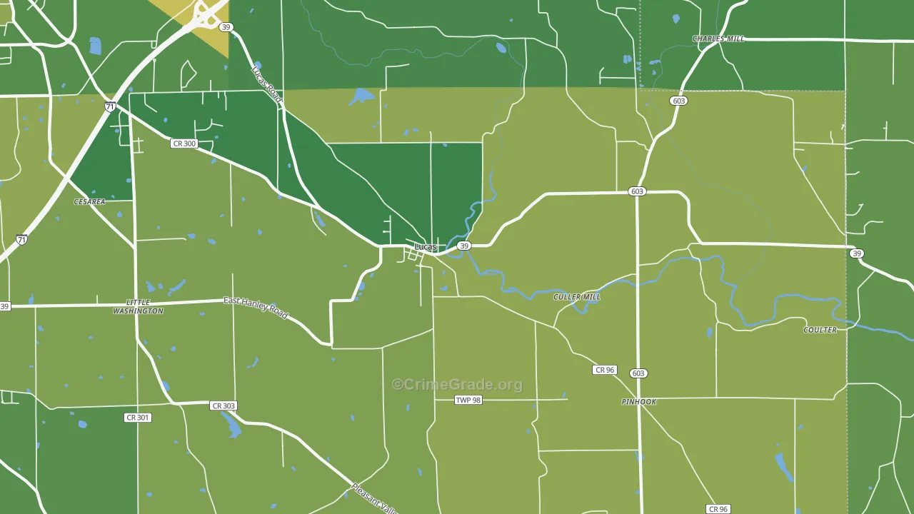 Lucas, OH Map of Vehicle Theft Rates