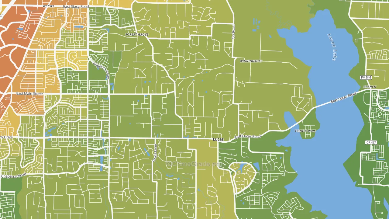 Lucas, TX Map of Vehicle Theft Rates