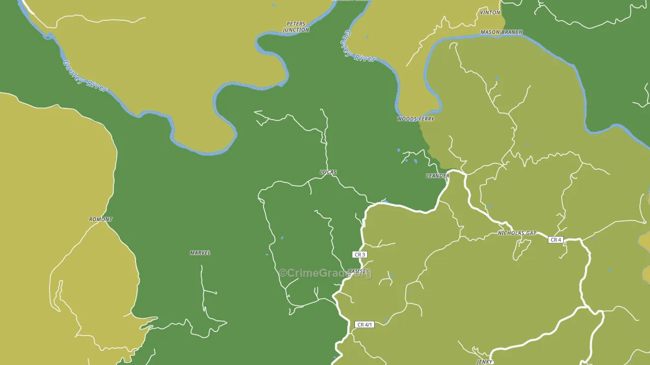 Lucas, WV Map of Vehicle Theft Rates