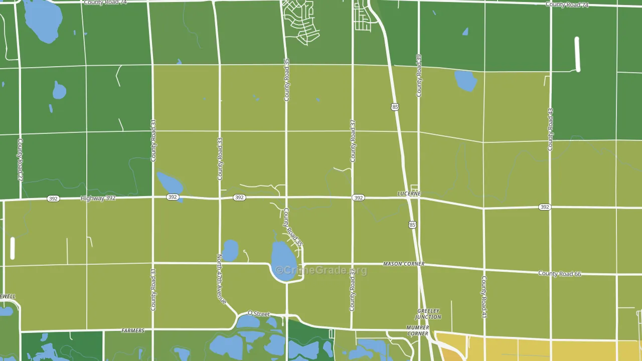 Lucerne, CO Map of Vehicle Theft Rates