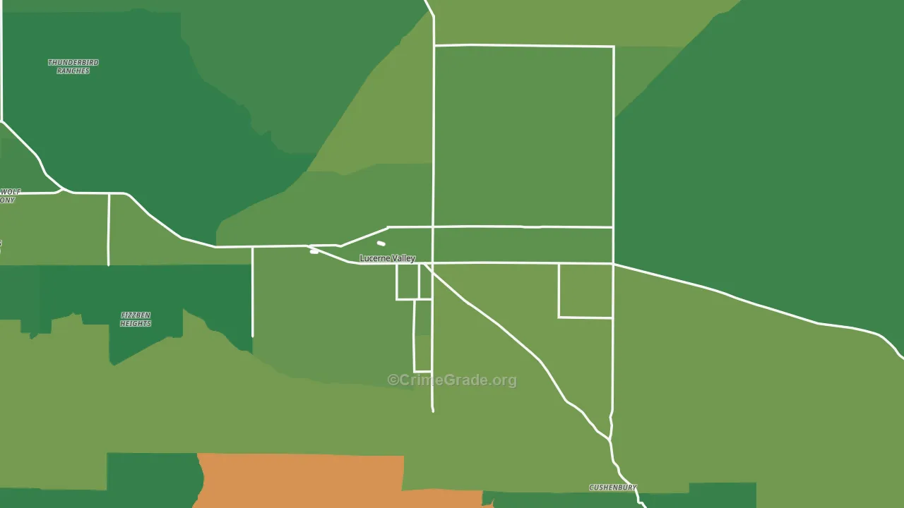 Lucerne Valley, CA Map of Vehicle Theft Rates