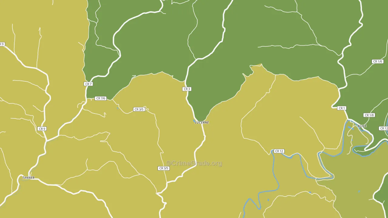 Lucerne, WV Map of Vehicle Theft Rates