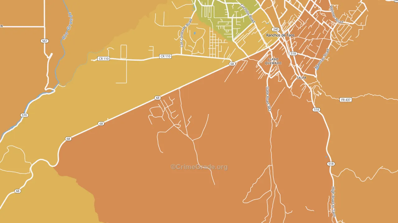 Lucero, NM Map of Vehicle Theft Rates