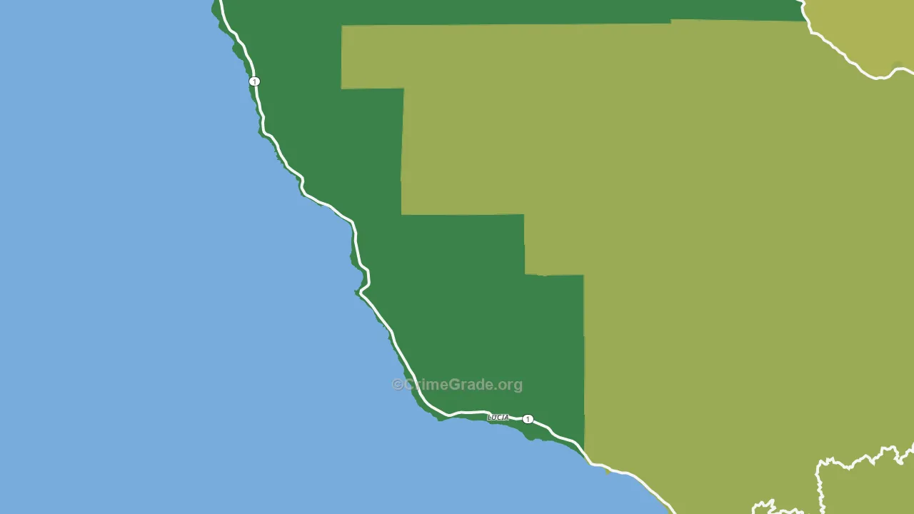 Lucia, CA Map of Vehicle Theft Rates
