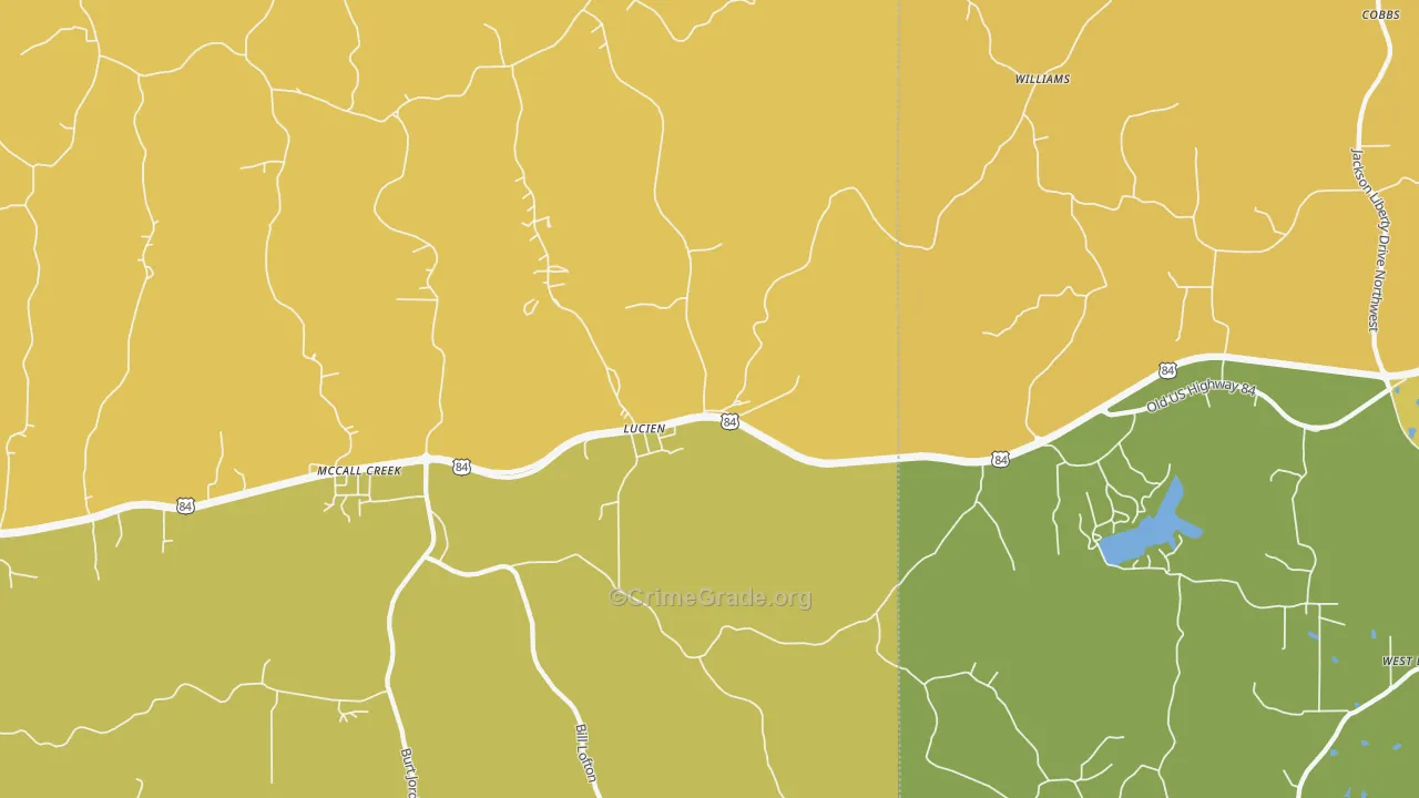 Lucien, MS Map of Vehicle Theft Rates