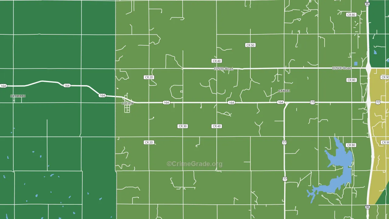 Lucien, OK Map of Vehicle Theft Rates