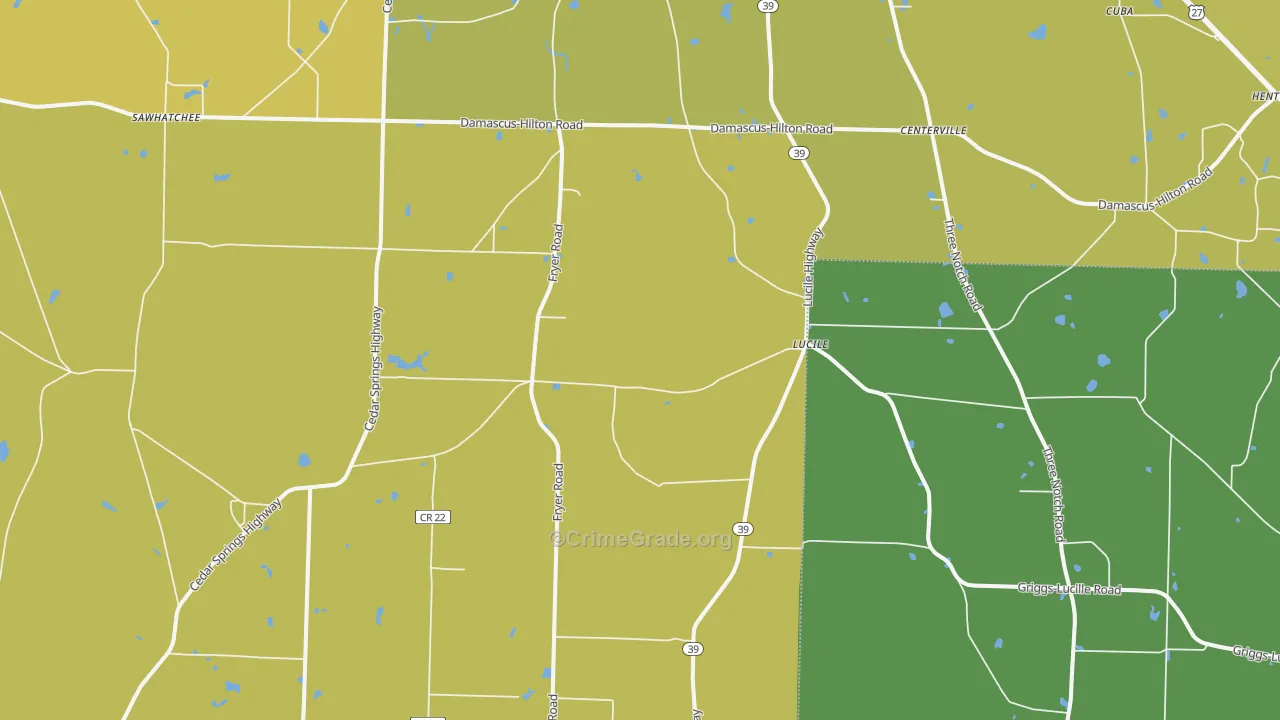 Lucile, GA Map of Vehicle Theft Rates