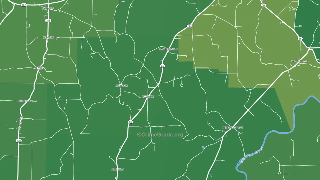 Lucinda, PA Map of Vehicle Theft Rates