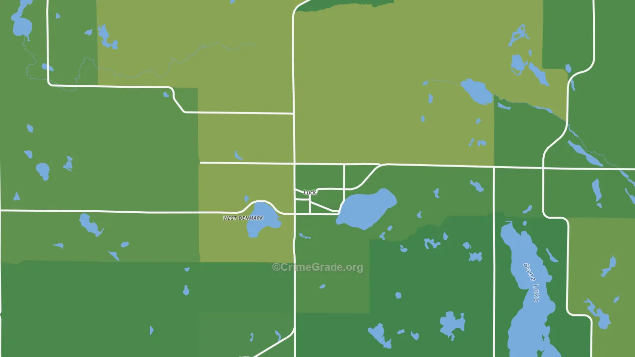 Luck, WI Map of Vehicle Theft Rates
