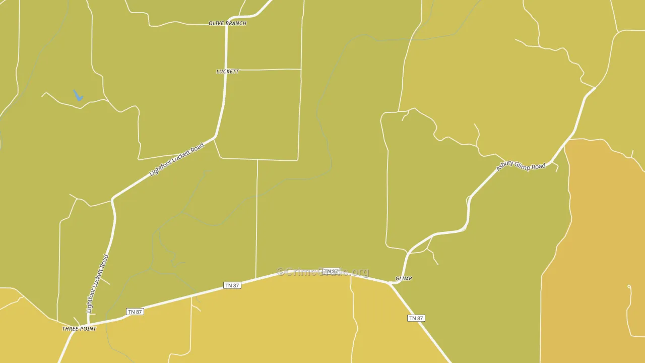 Luckett, TN Map of Vehicle Theft Rates