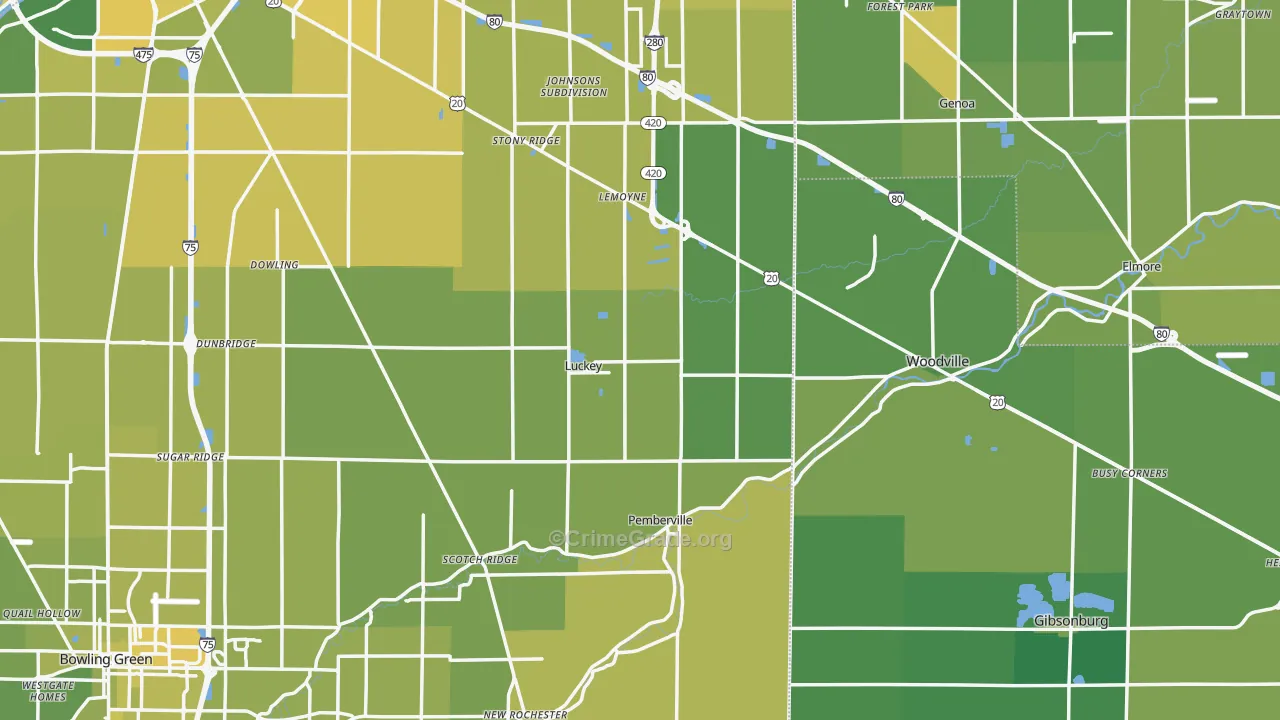 Luckey, OH Map of Vehicle Theft Rates