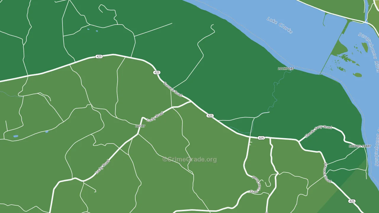Lucky, PA Map of Vehicle Theft Rates