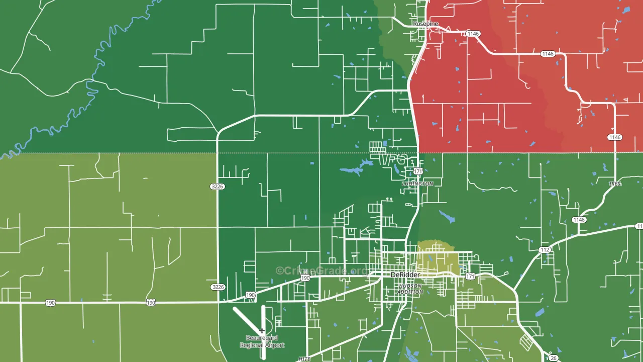 Ludington, LA Map of Vehicle Theft Rates