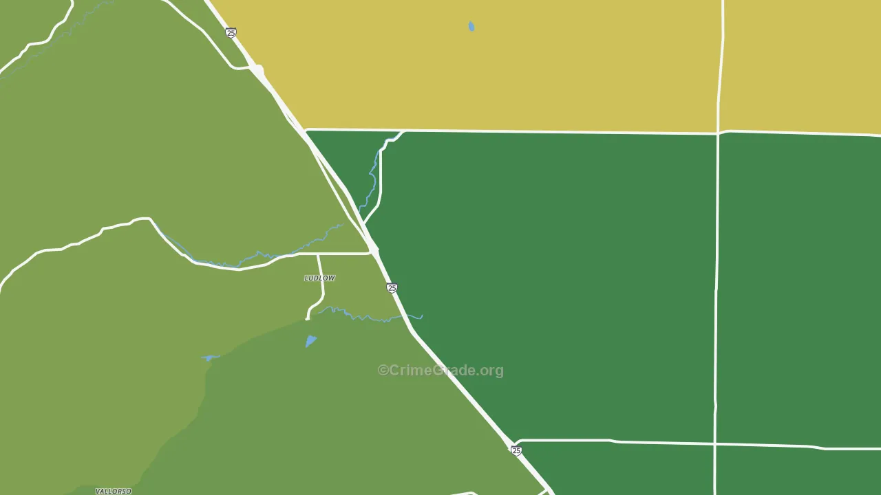 Ludlow, CO Map of Vehicle Theft Rates