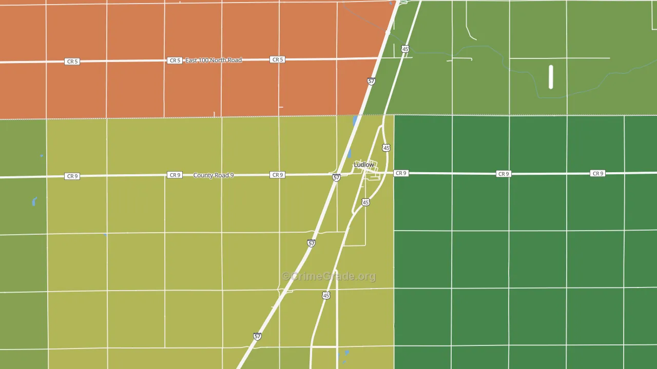 Ludlow, IL Map of Vehicle Theft Rates