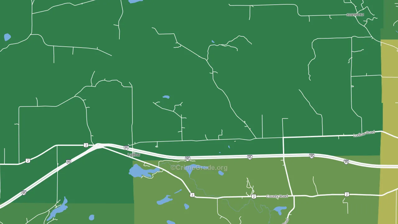 Ludlow, ME Map of Vehicle Theft Rates