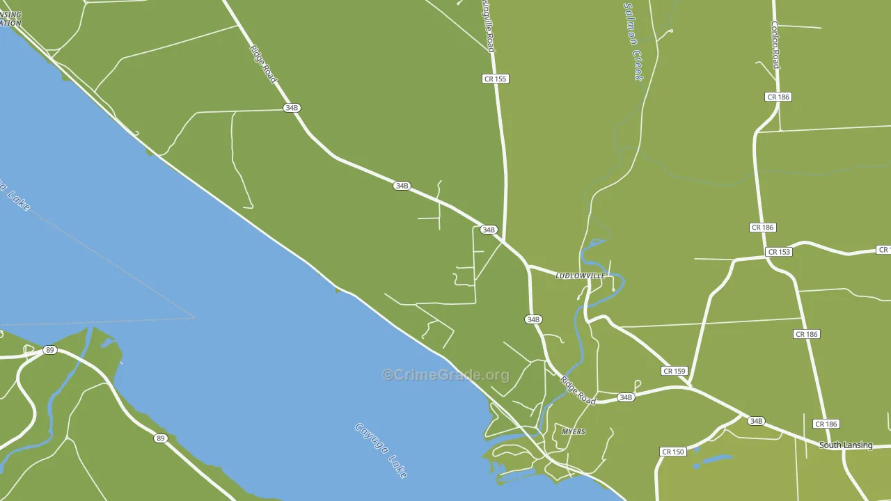 Ludlowville, NY Map of Vehicle Theft Rates