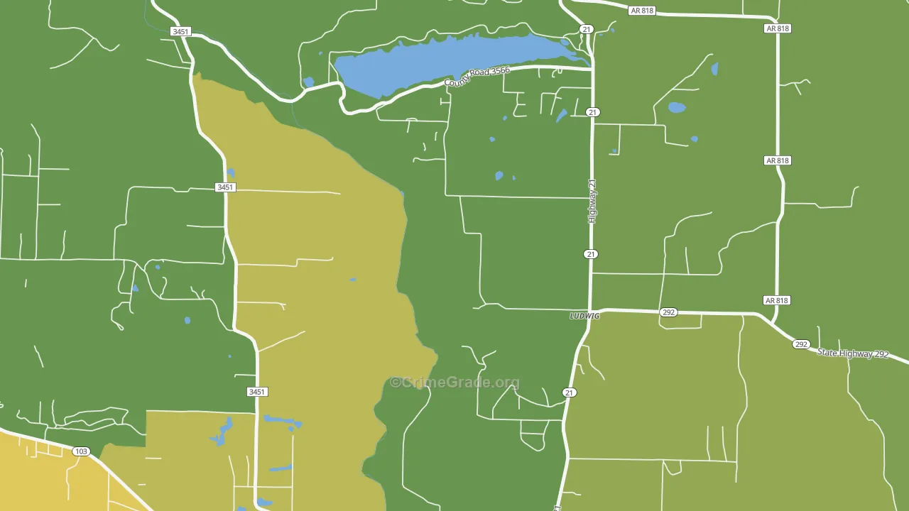 Ludwig, AR Map of Vehicle Theft Rates