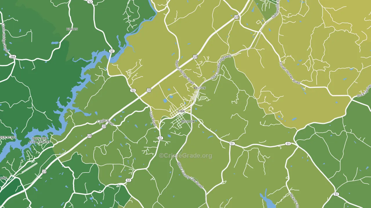 Lula, GA Map of Vehicle Theft Rates
