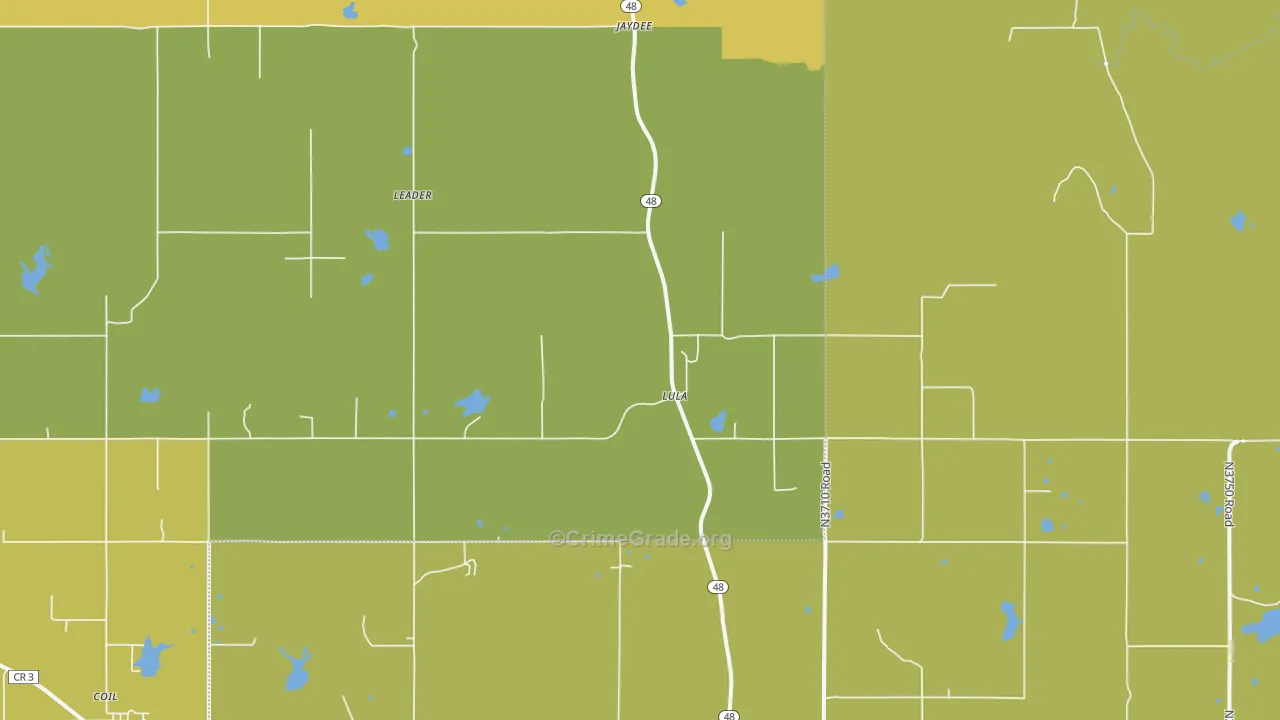 Lula, OK Map of Vehicle Theft Rates