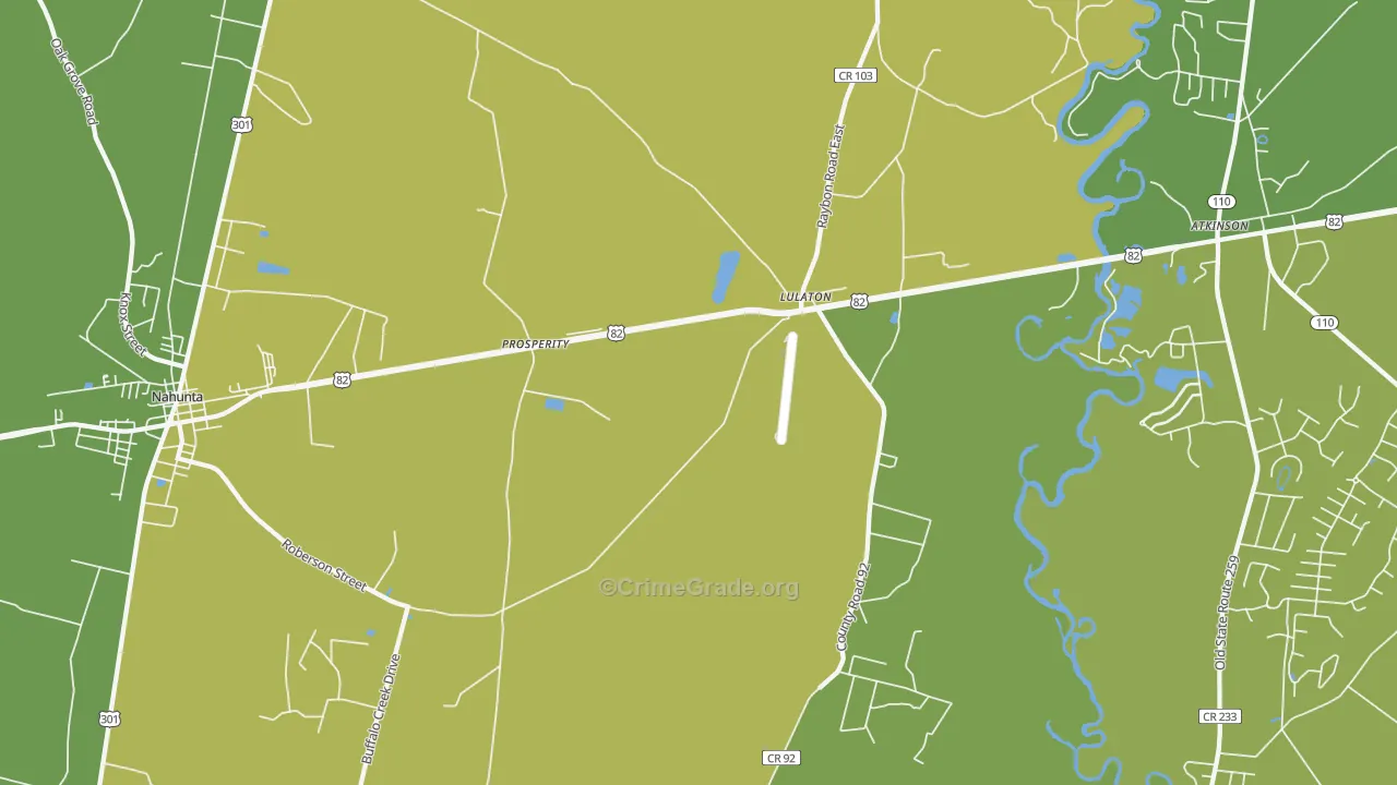 Lulaton, GA Map of Vehicle Theft Rates