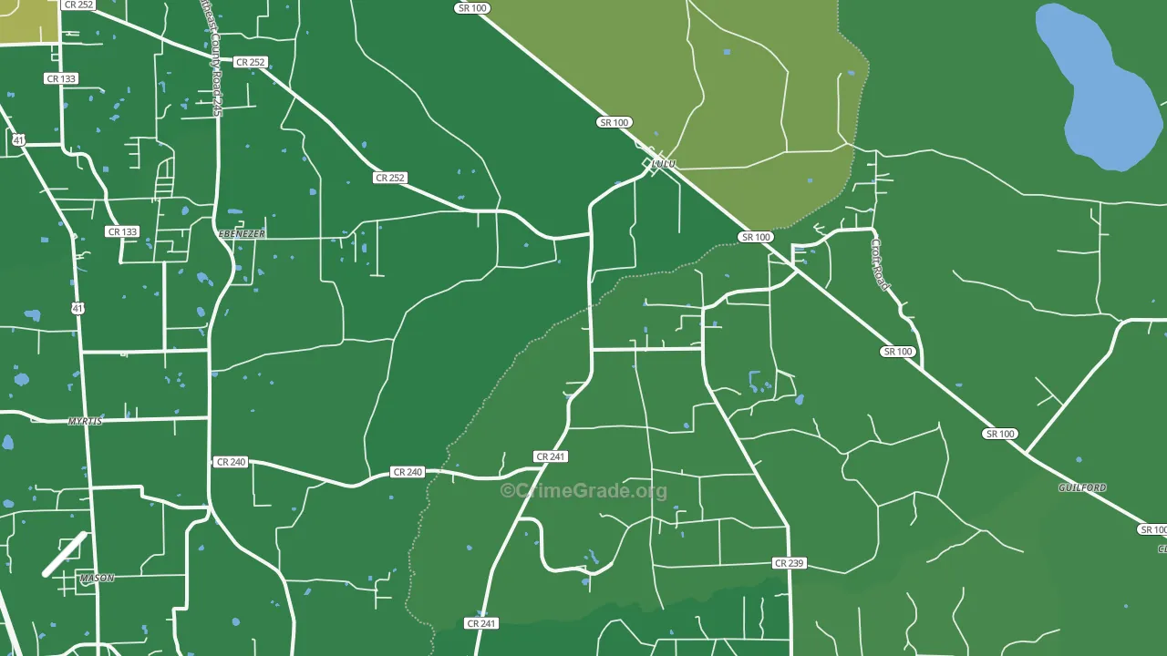 Lulu, FL Map of Vehicle Theft Rates