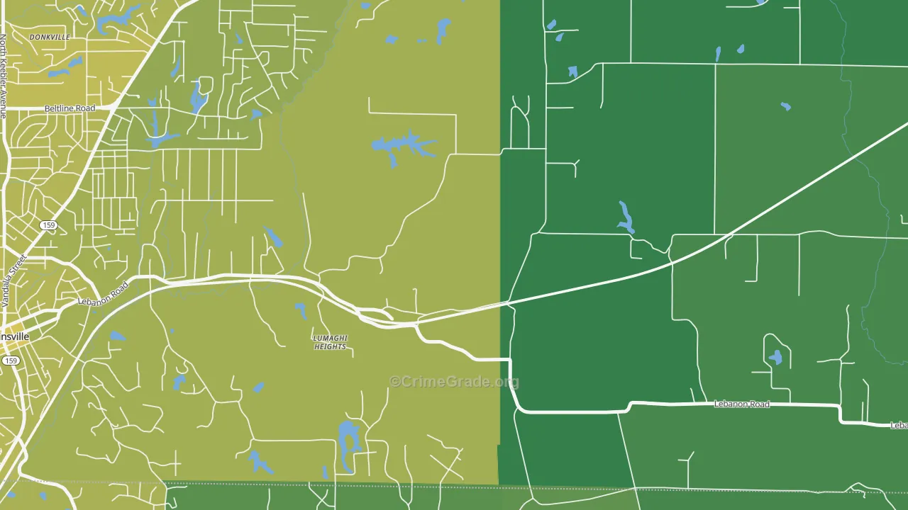 Lumaghi Heights, IL Map of Vehicle Theft Rates